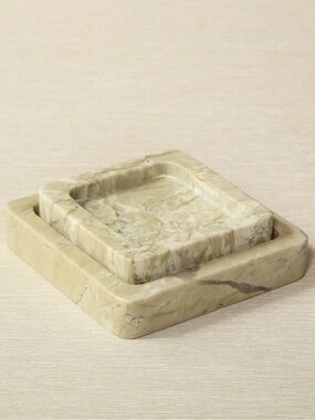 TOB AERO Collection Etta stone tray set in oyster marble by Thomas O'Brien